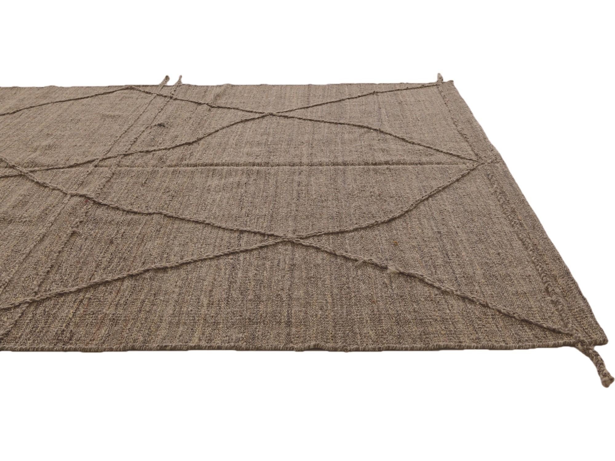 6' 4 x 8' 3 Hand Woven Kilim Modern Wool Rug