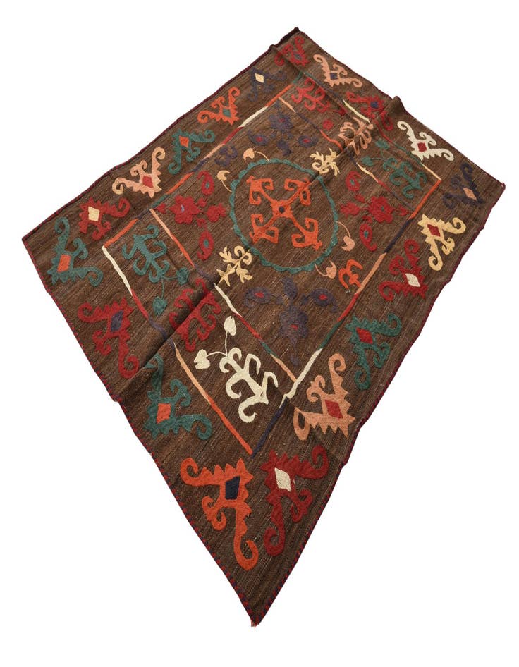 Detail image of 4' 7 x 6' 5  Hand Woven Kilim Modern Wool Rug