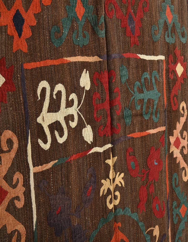 Detail image of 4' 7 x 6' 5  Hand Woven Kilim Modern Wool Rug