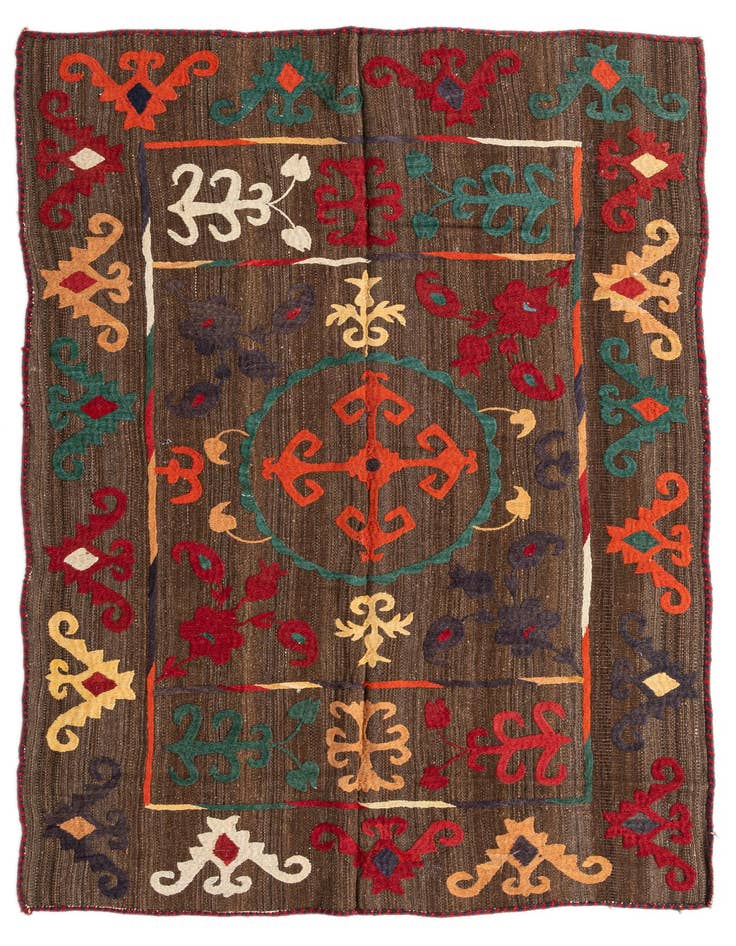 Detail image of 4' 7 x 6' 5 Hand Woven Kilim Modern Wool Rug