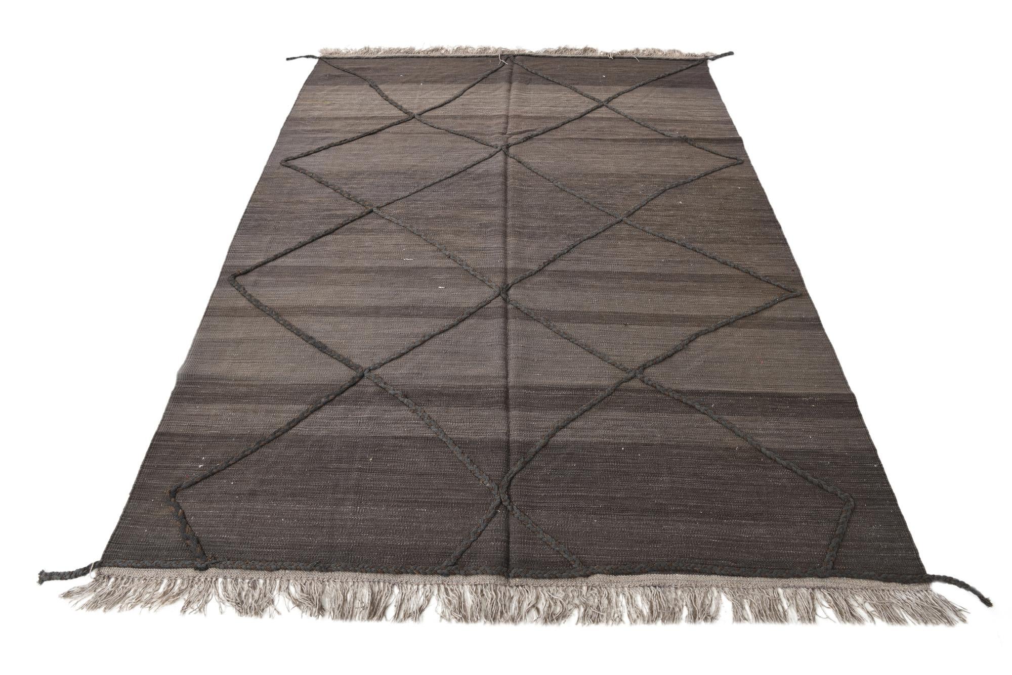 5' 9 x 8' Hand Woven Kilim Modern Wool Rug