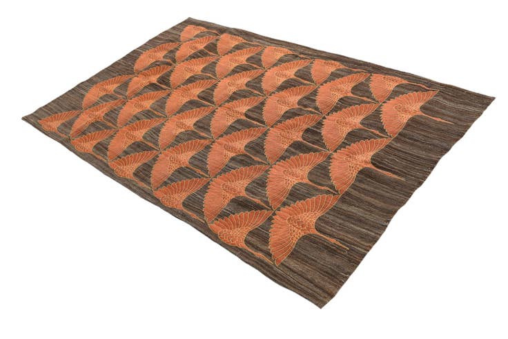 Detail image of 4' x 6' 3 Hand Woven Kilim Modern Wool Rug