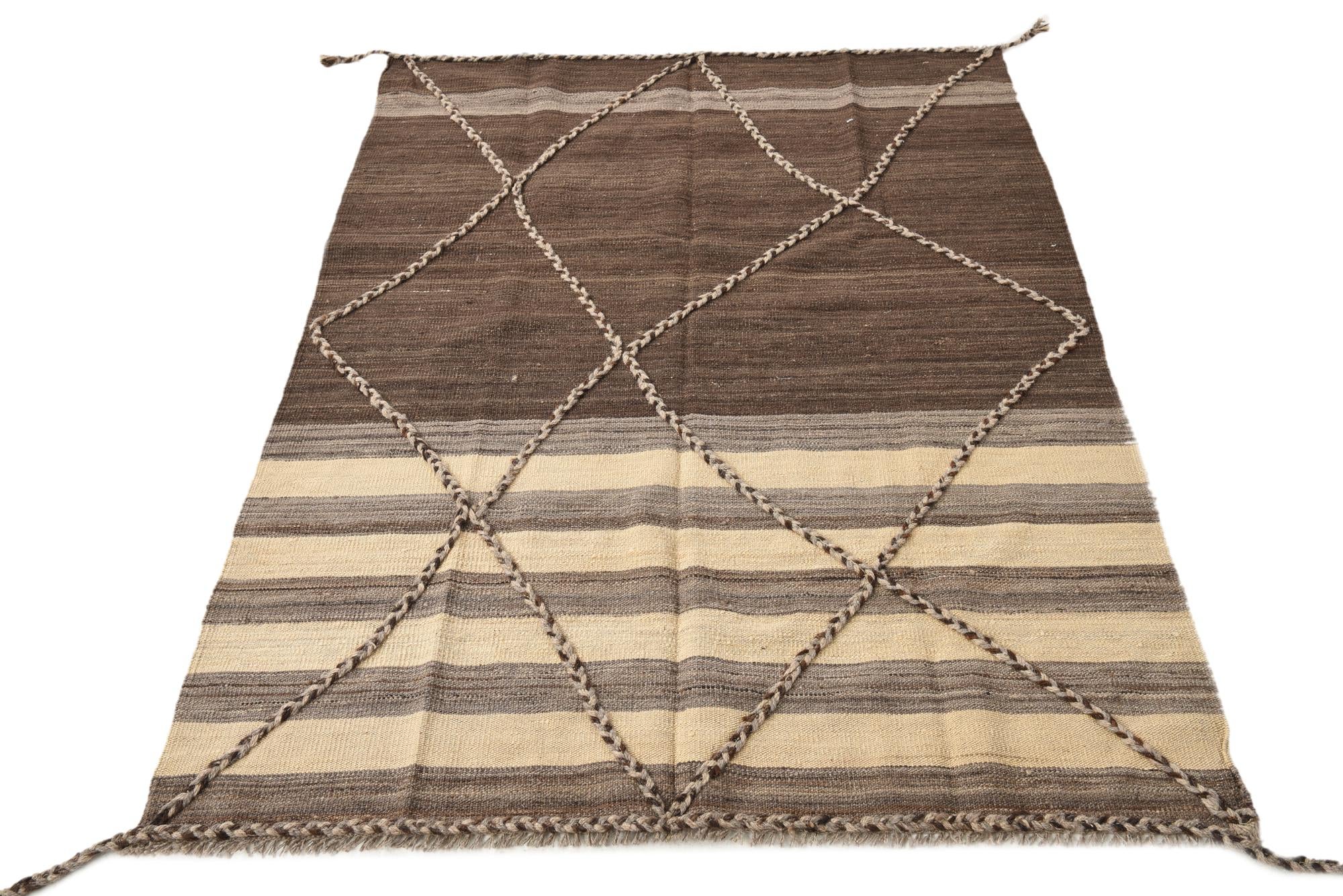 4' 2 x 6' Hand Woven Kilim Modern Wool Rug