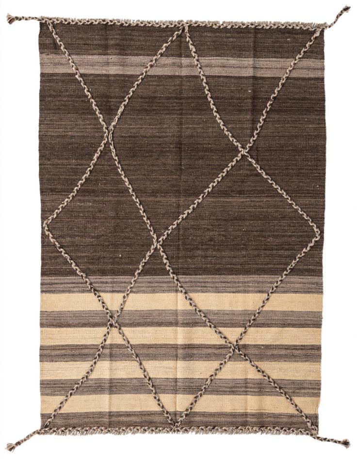 Detail image of 4' 2 x 6' Hand Woven Kilim Modern Wool Rug
