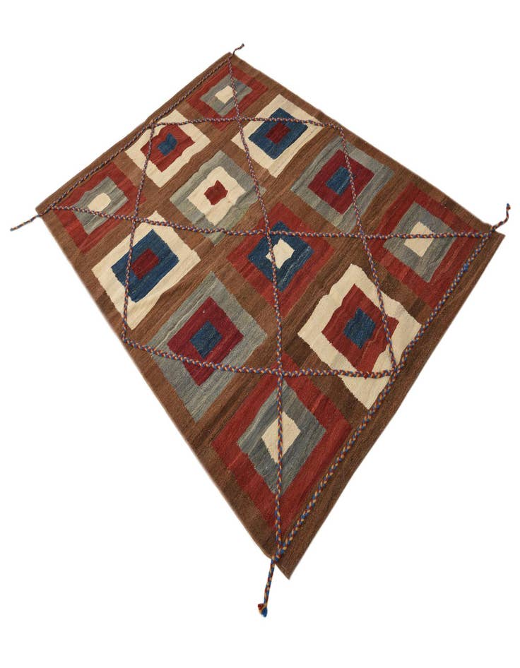 Detail image of 4' 10 x 6' 8  Hand Woven Kilim Modern Wool Rug