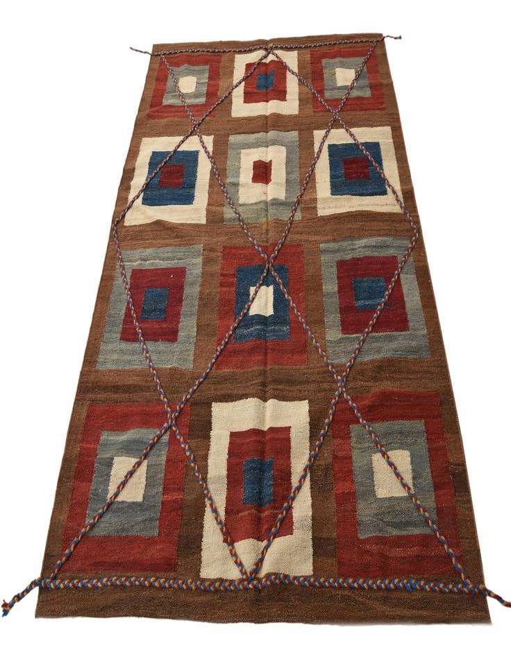 Detail image of 4' 10 x 6' 8  Hand Woven Kilim Modern Wool Rug