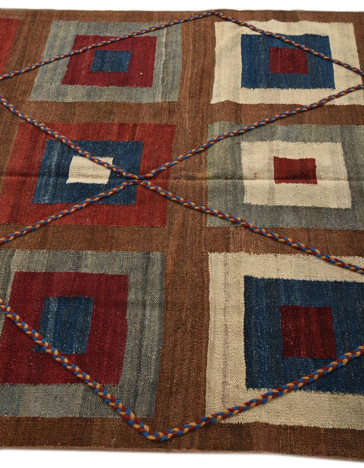 Detail image of 4' 10 x 6' 8  Hand Woven Kilim Modern Wool Rug