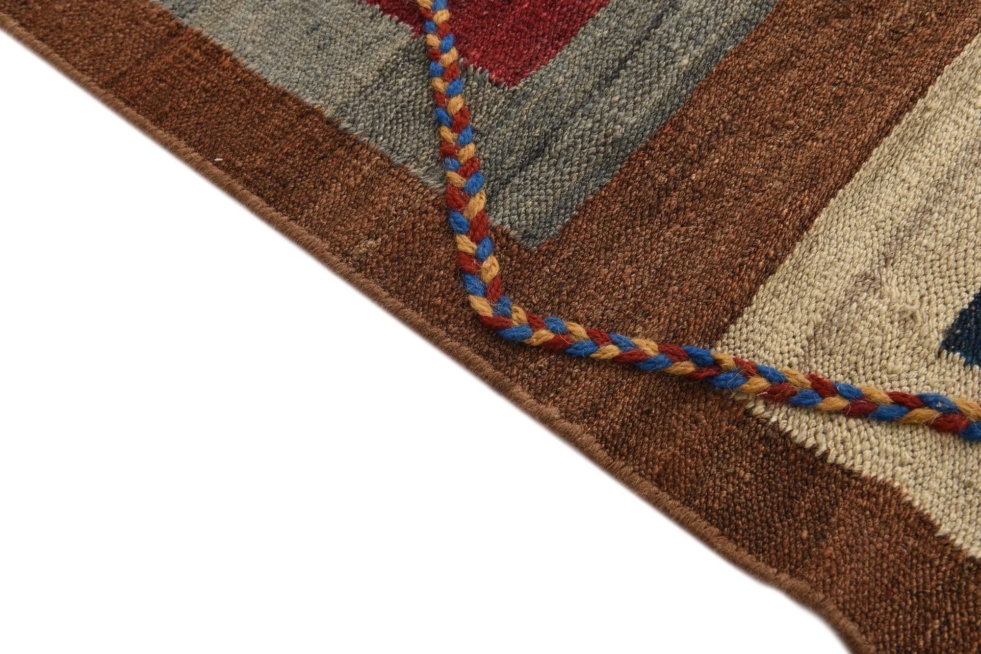 4' 10 x 6' 8 Hand Woven Kilim Modern Wool Rug