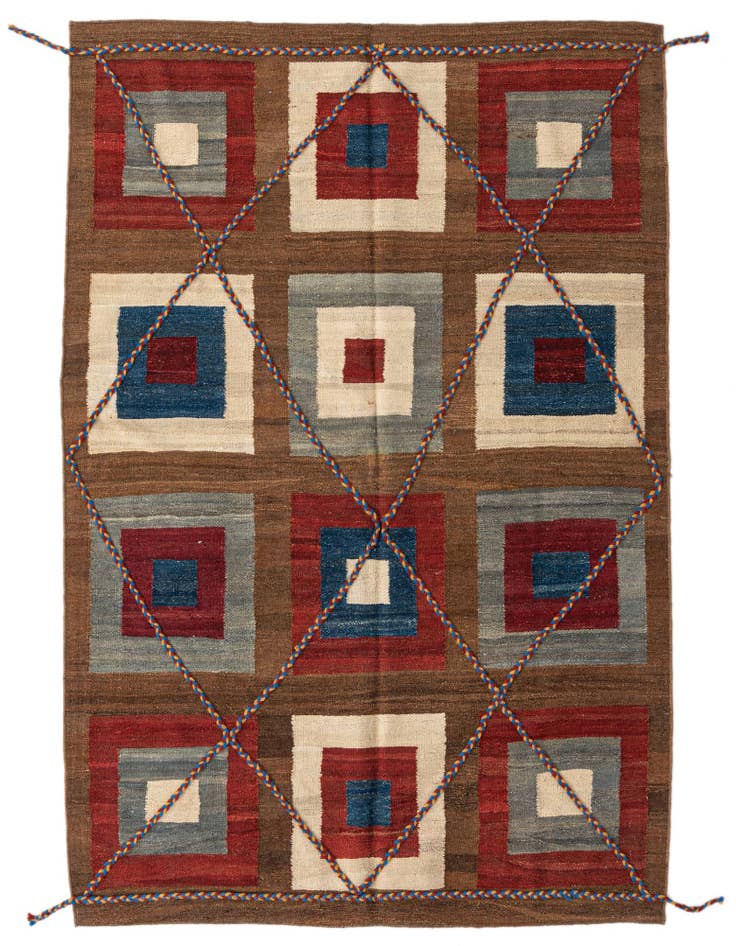 Detail image of 4' 10 x 6' 8 Hand Woven Kilim Modern Wool Rug