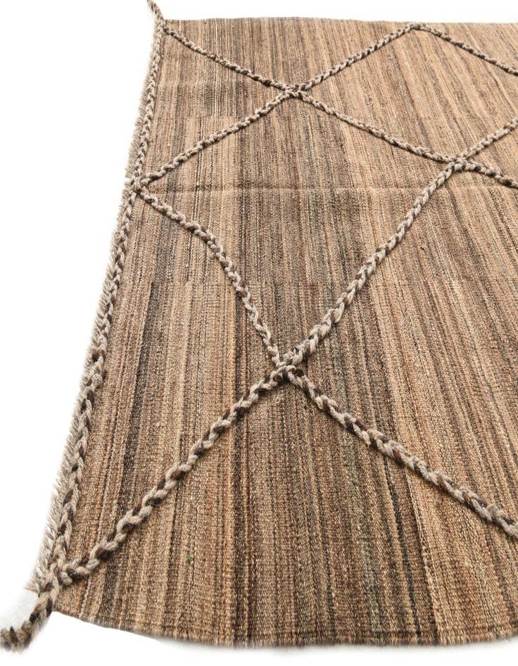 Detail image of 4' 2 x 6'  Hand Woven Kilim Modern Wool Rug