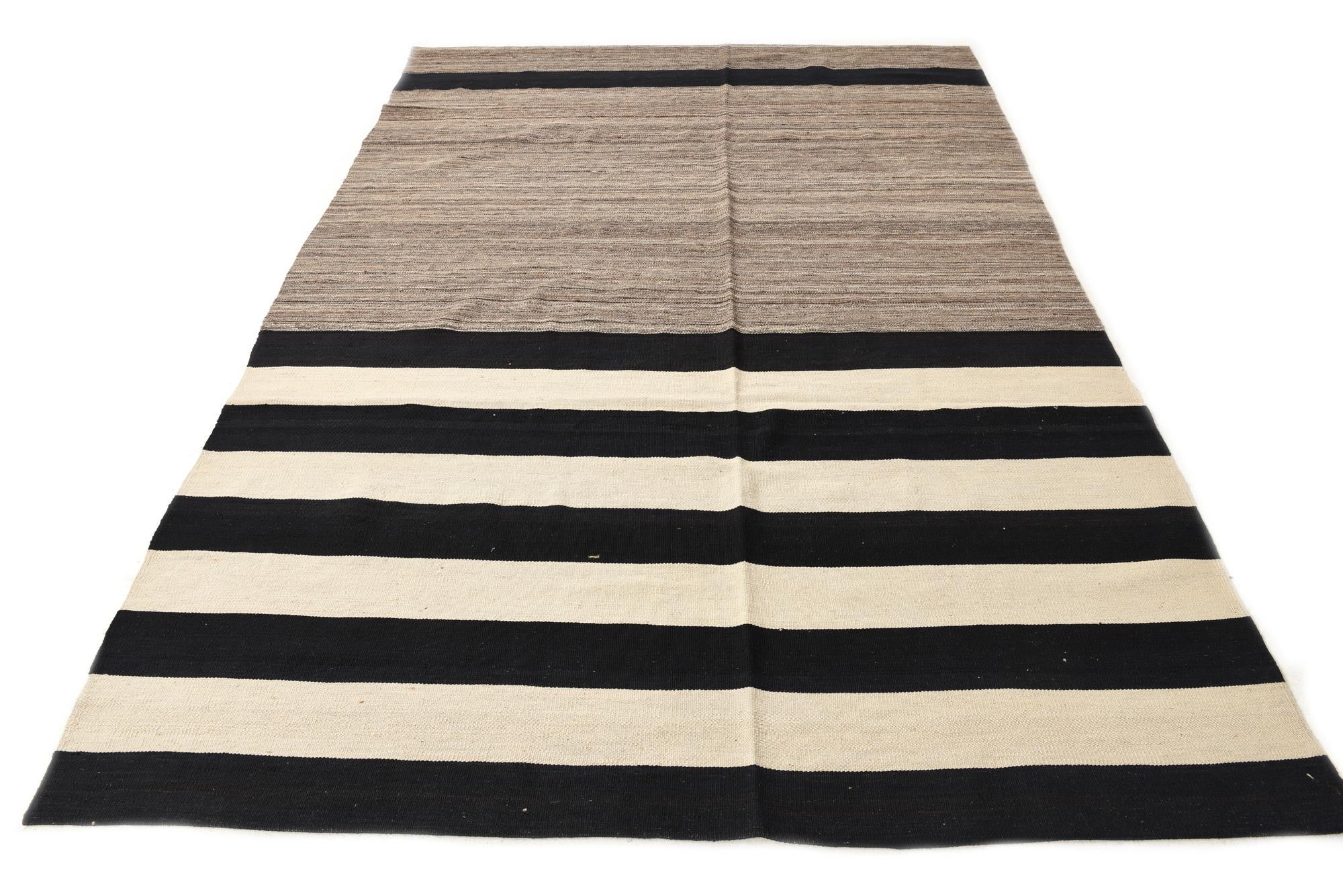 6' 8 x 9' 8 Hand Woven Kilim Modern Wool Rug