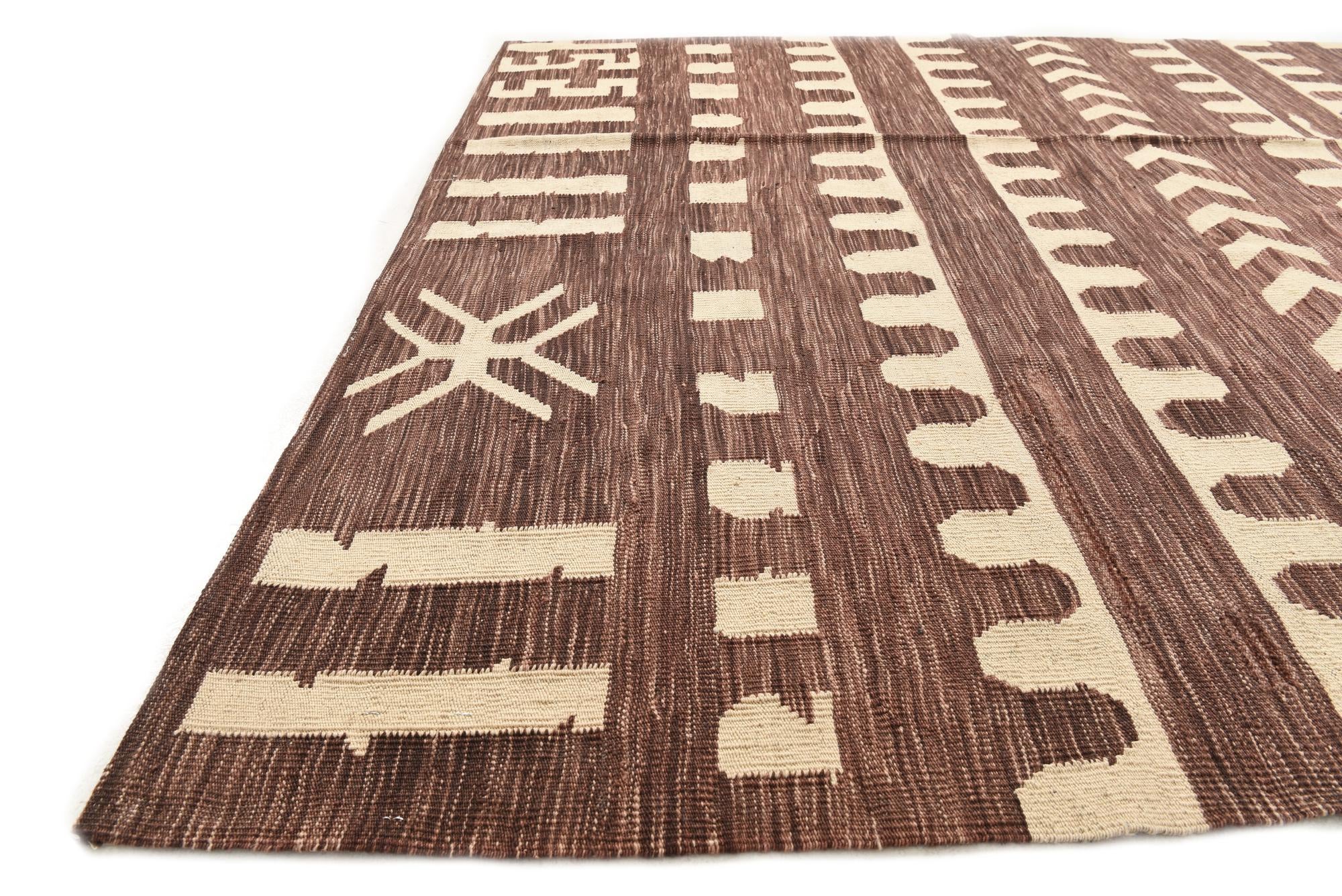 5' 9 x 7' 4 Hand Woven Kilim Modern Wool Rug