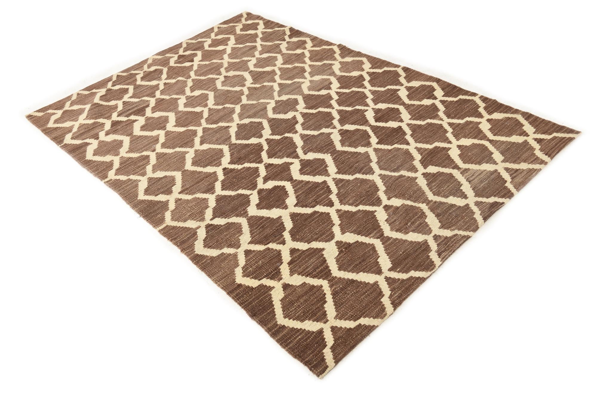 4' 2 x 6' 1 Hand Woven Kilim Modern Wool Rug