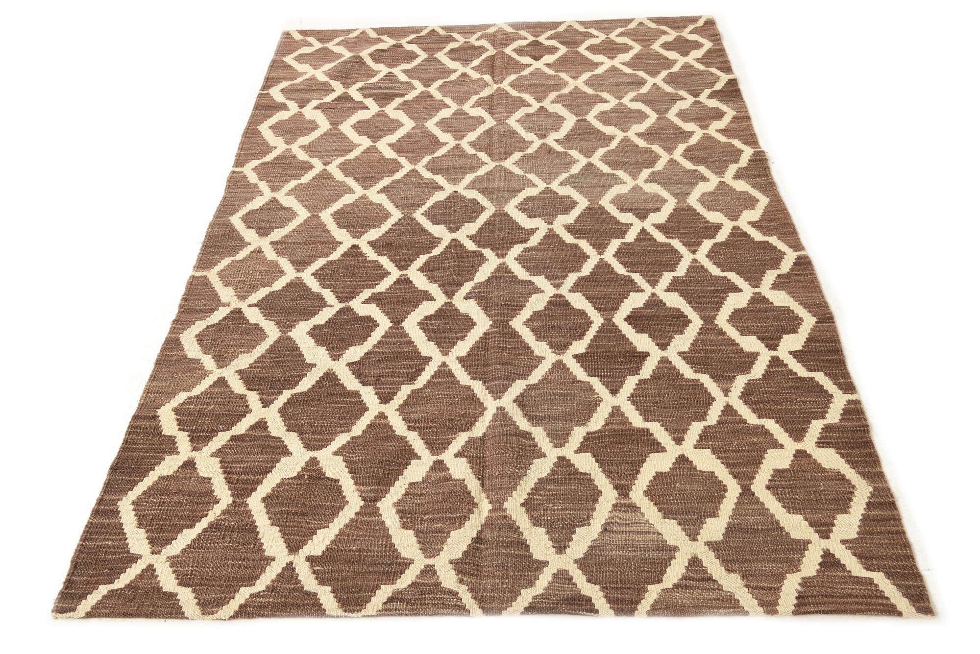 4' 2 x 6' 1 Hand Woven Kilim Modern Wool Rug