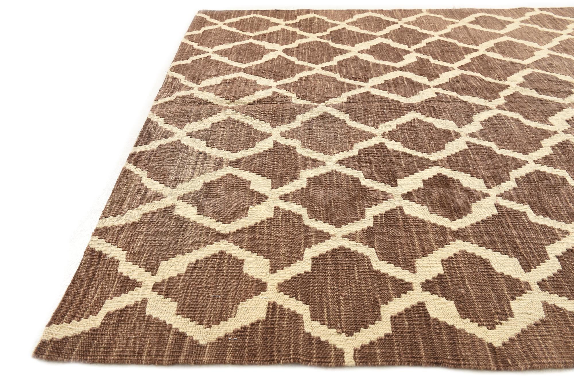 4' 2 x 6' 1 Hand Woven Kilim Modern Wool Rug