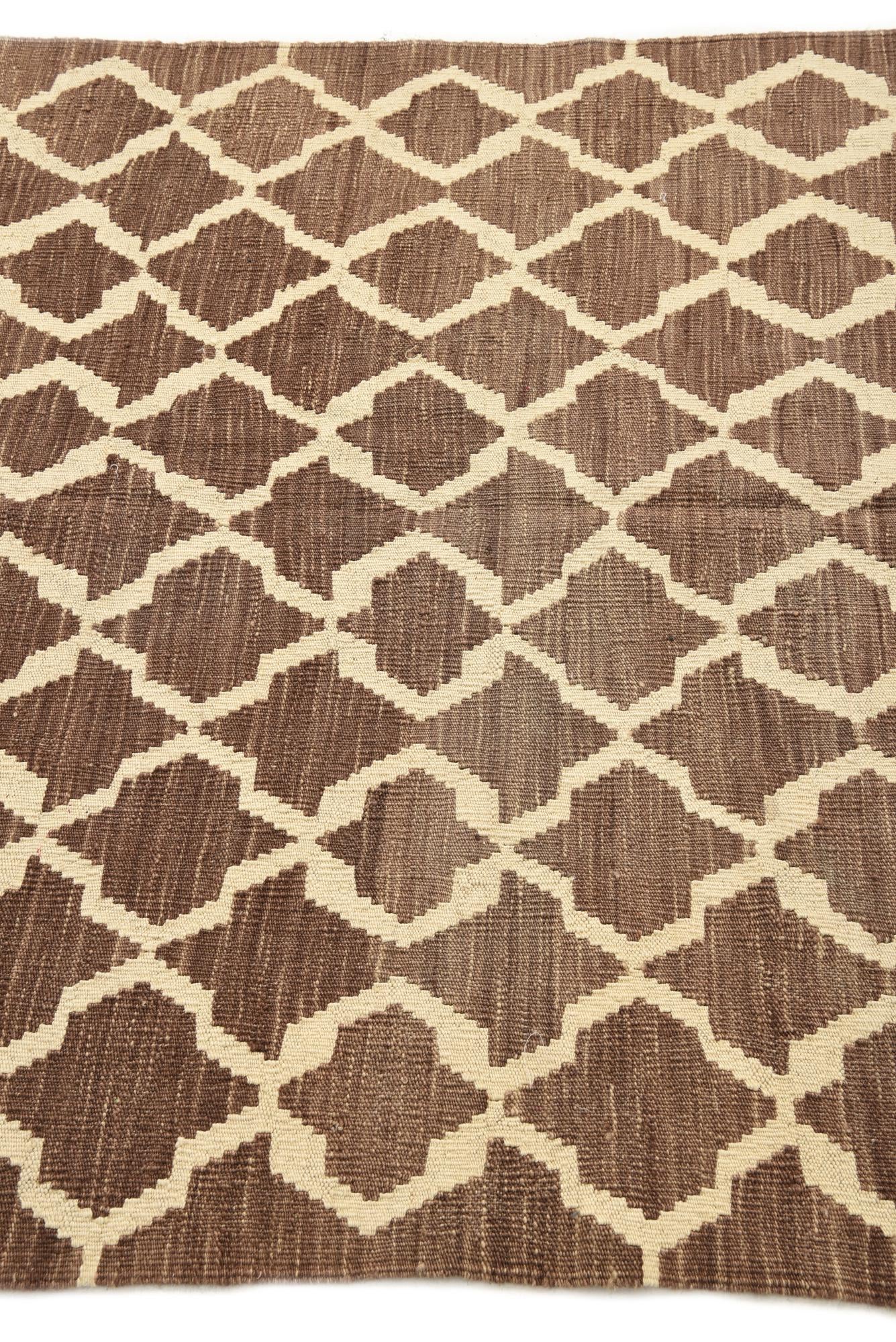 4' 2 x 6' 1 Hand Woven Kilim Modern Wool Rug