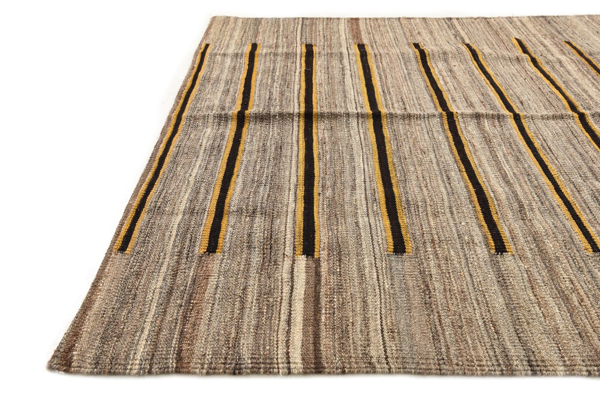 4' 2 x 5' 10 Hand Woven Kilim Modern Wool Rug