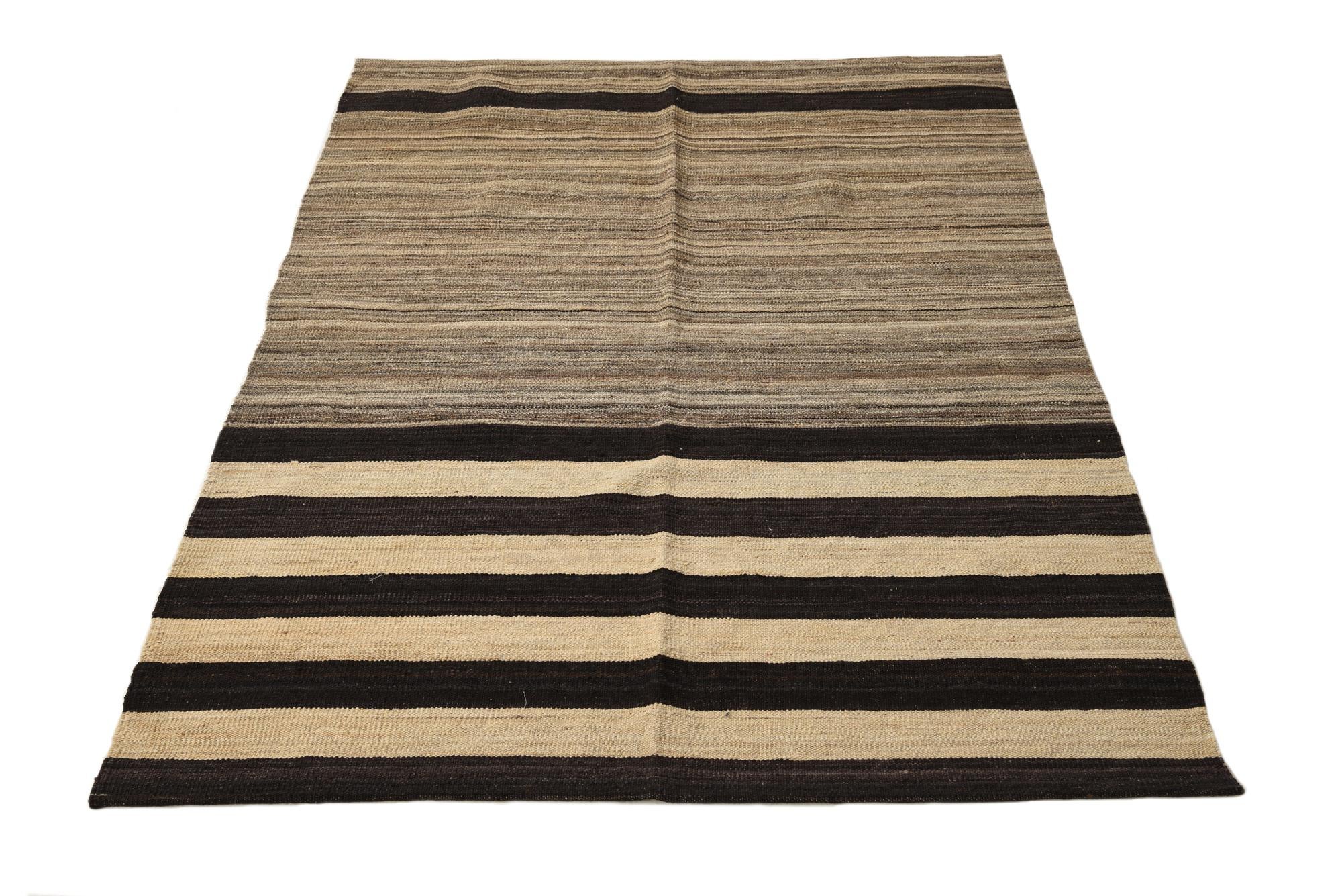 4' 1 x 5' 10 Hand Woven Kilim Modern Wool Rug
