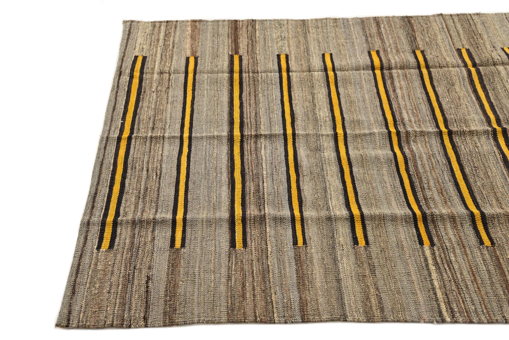 4' 2 x 5' 10 Hand Woven Kilim Modern Wool Rug