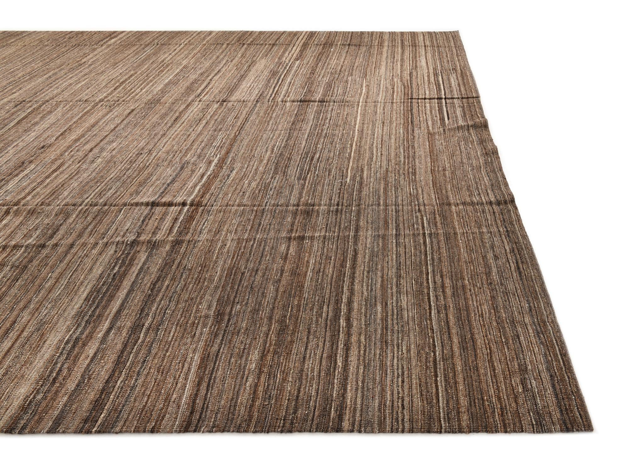 12' 3 x 13' 5 Hand Woven Kilim Modern Wool Rug