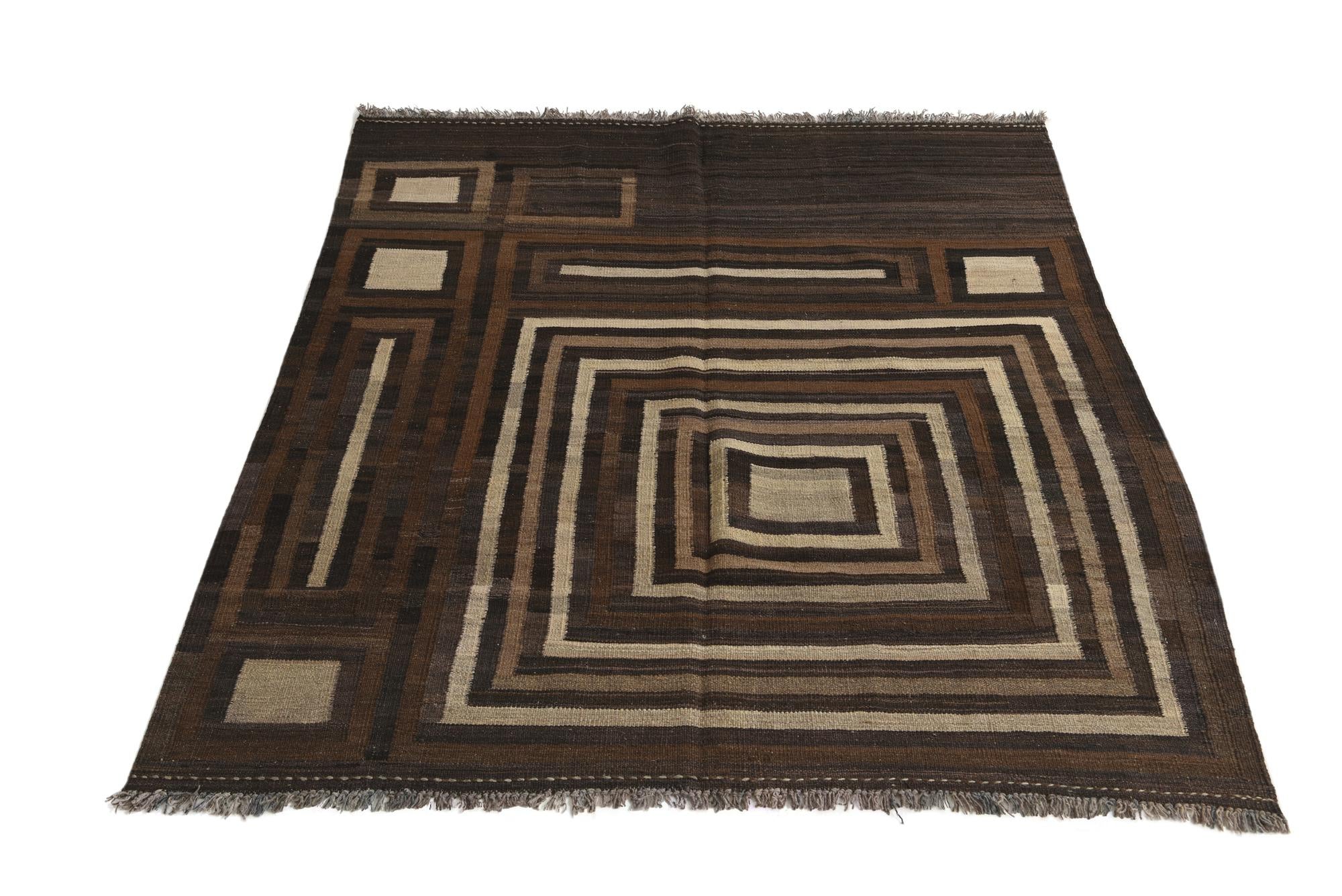 5' x 6' 3 Hand Woven Kilim Modern Wool Rug