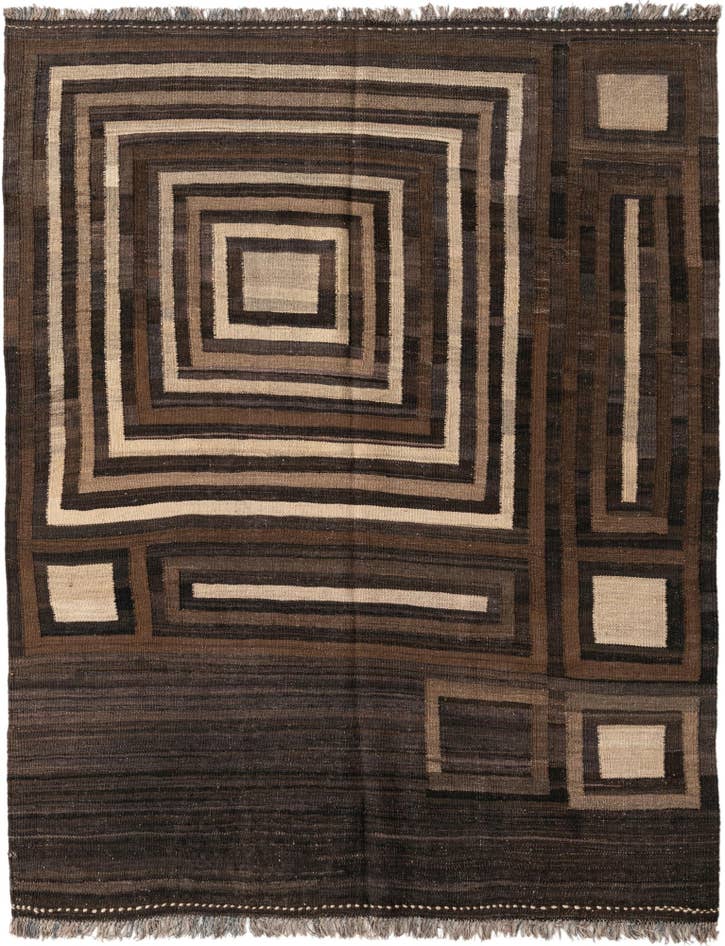 Detail image of 5' x 6' 3 Hand Woven Kilim Modern Wool Rug