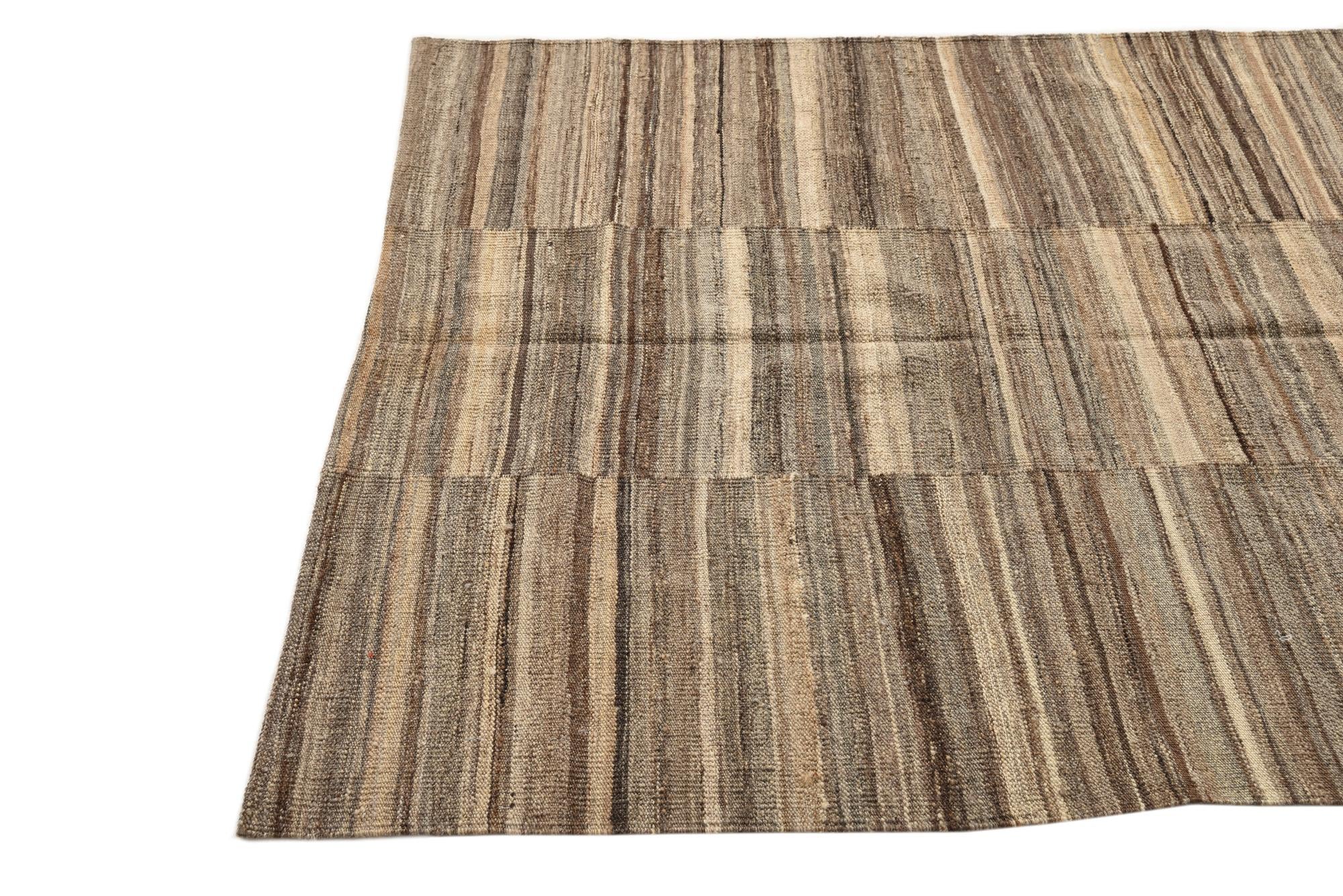 4' 3 x 5' 10 Hand Woven Kilim Modern Wool Rug