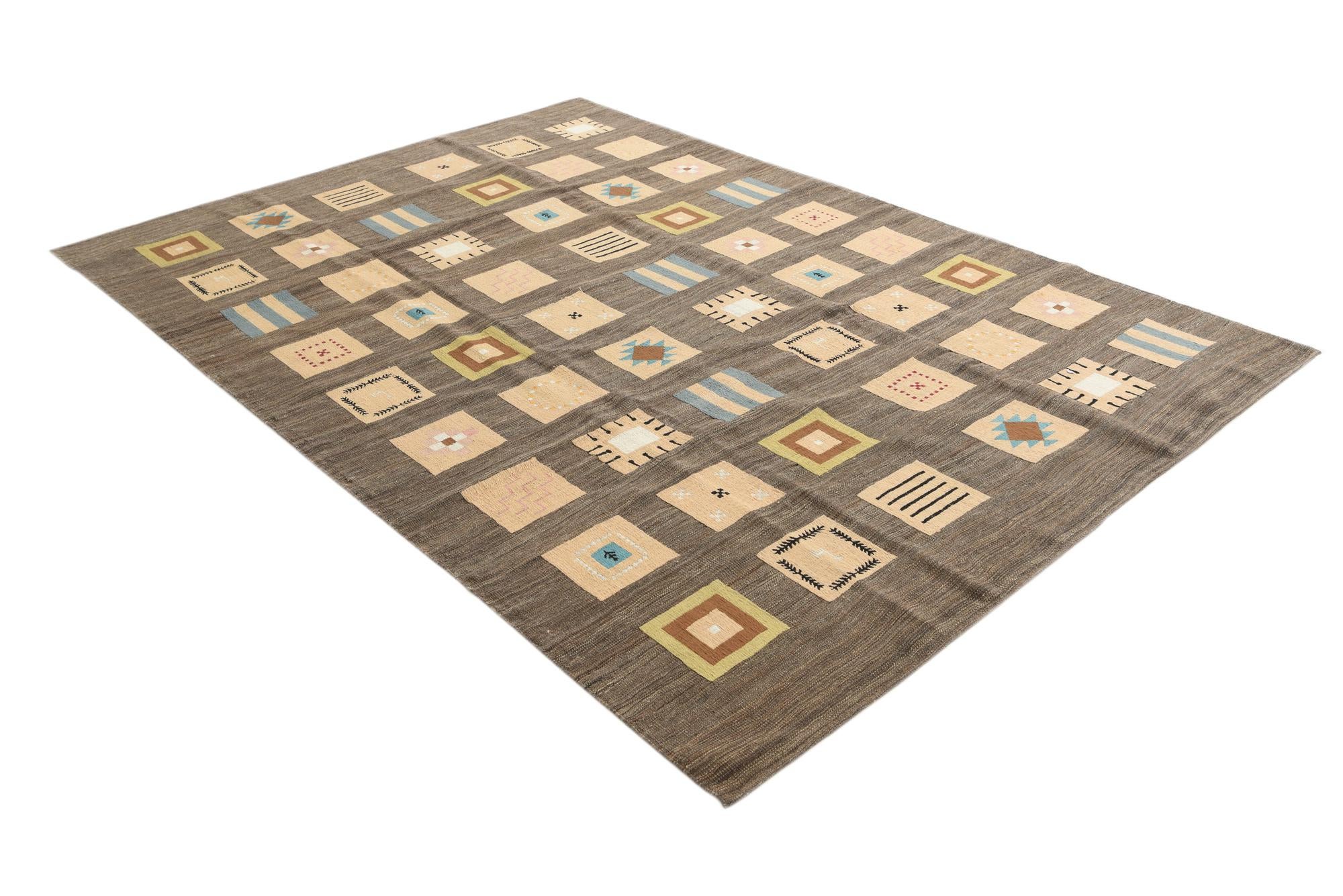 6' 10 x 9' 9 Hand Woven Kilim Modern Rug