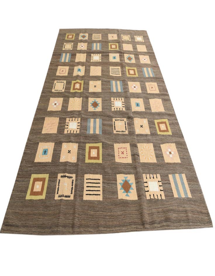 Detail image of 6' 10 x 9' 9  Hand Woven Kilim Modern Rug