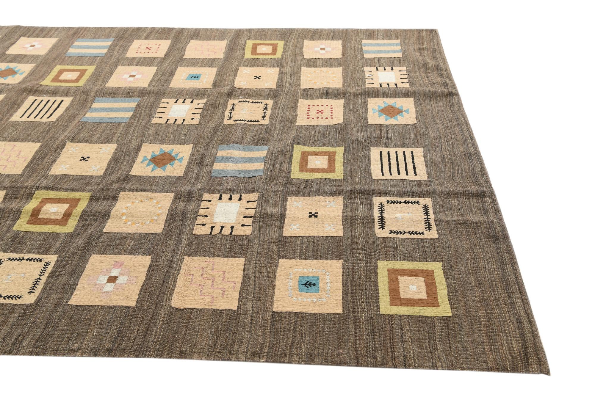 6' 10 x 9' 9 Hand Woven Kilim Modern Rug