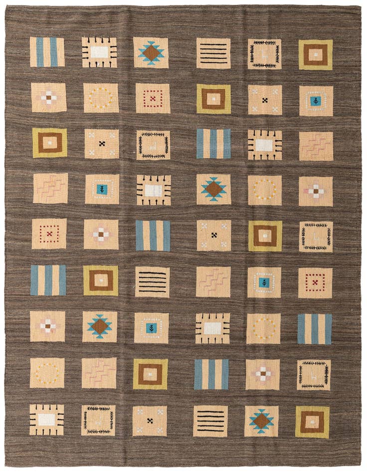 Detail image of 6' 10 x 9' 9 Hand Woven Kilim Modern Rug