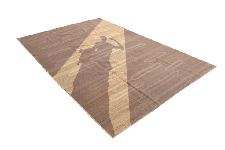Detail image of 6' 3 x 9' 6 Hand Woven Kilim Modern Wool Rug