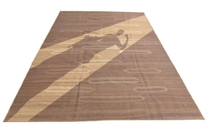 6' 3 x 9' 6 Hand Woven Kilim Modern Wool Rug
