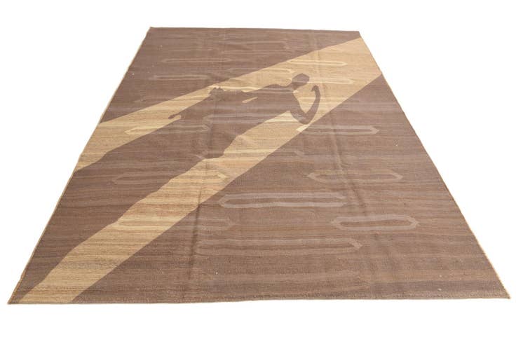 Detail image of 6' 3 x 9' 6 Hand Woven Kilim Modern Wool Rug