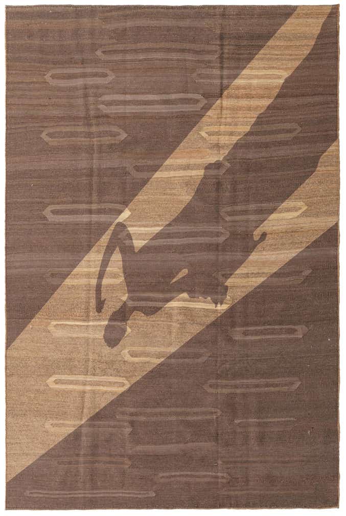 6' 3 x 9' 6 Hand Woven Kilim Modern Wool Rug