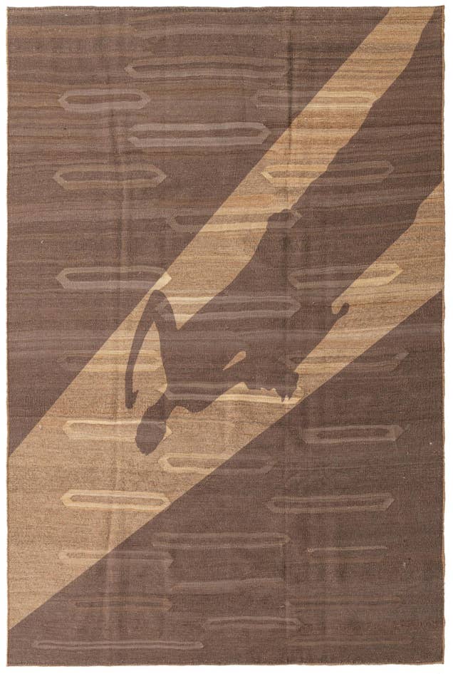 Detail image of 6' 3 x 9' 6 Hand Woven Kilim Modern Wool Rug