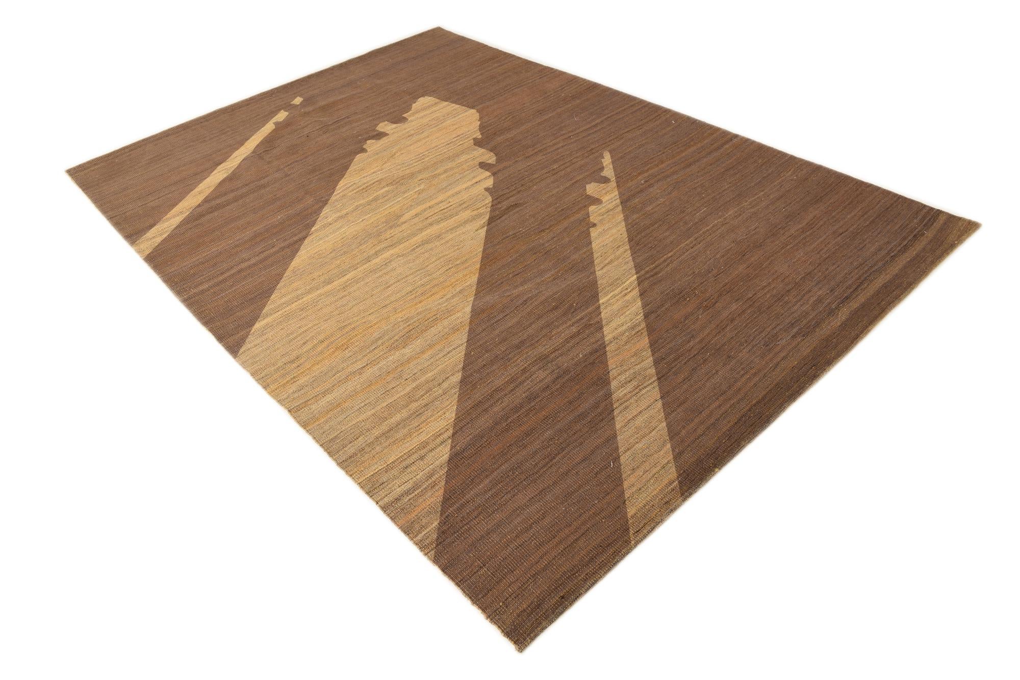 6' 2 x 8' 9 Hand Woven Kilim Modern Wool Rug