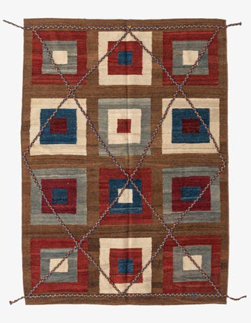 4' 10 x 6' 8 Hand Woven Kilim Modern Wool Rug