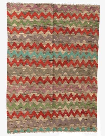 5' 5 x 7' 6 Hand Woven Kilim Modern Wool Rug