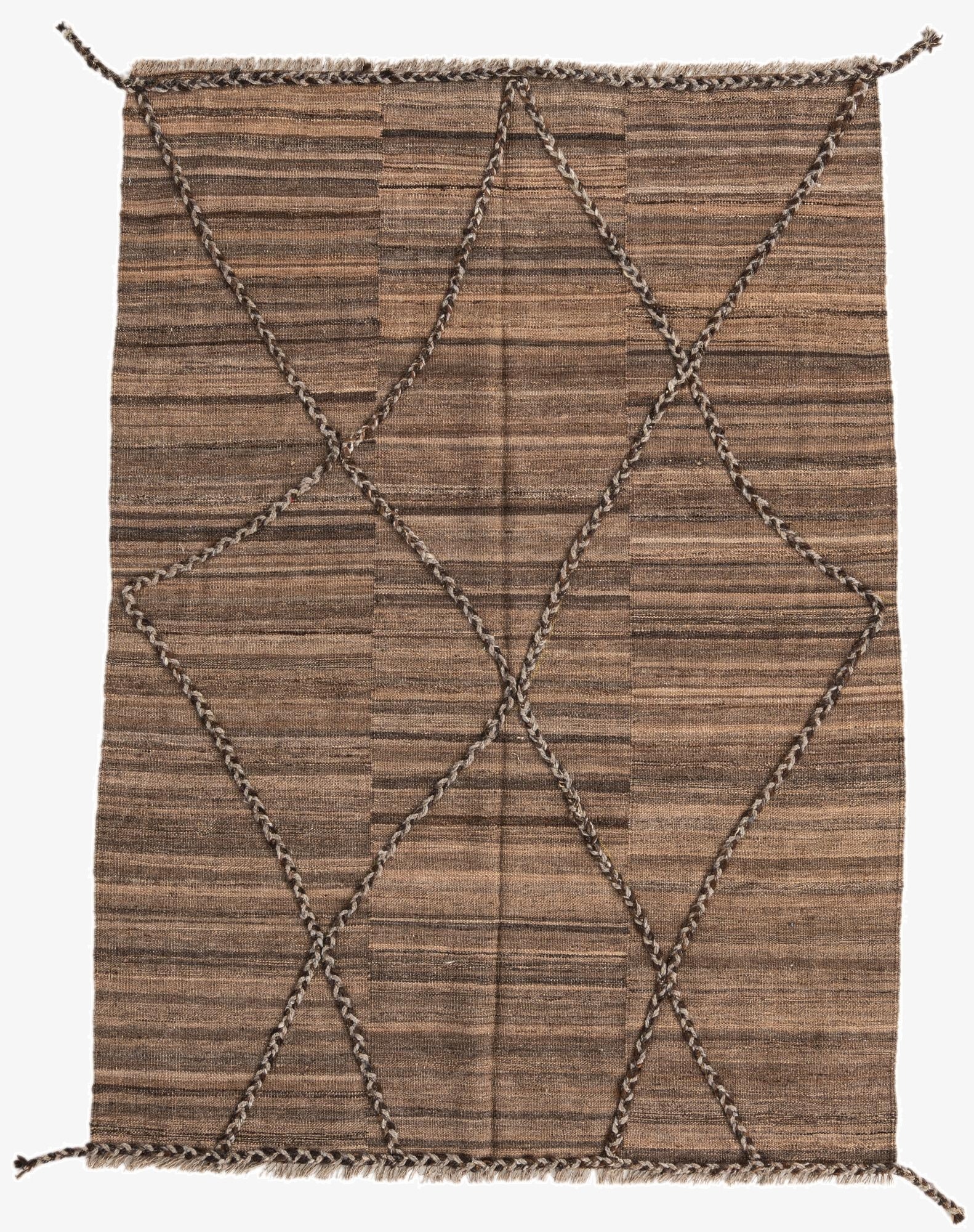 4' 3 x 5' 11  Hand Woven Kilim Modern Wool Rug