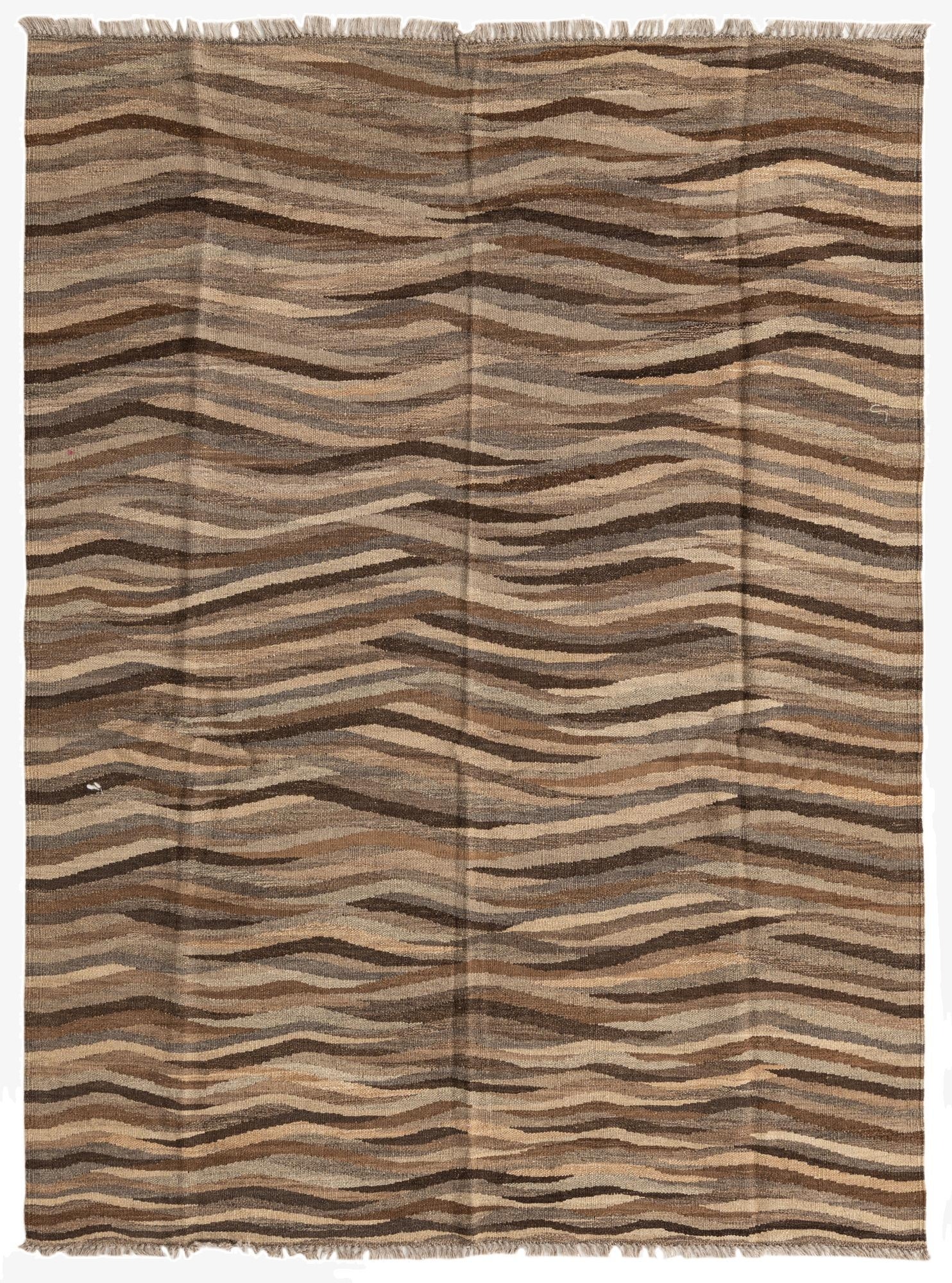 4' 10 x 6' 7  Hand Woven Kilim Modern Wool Rug