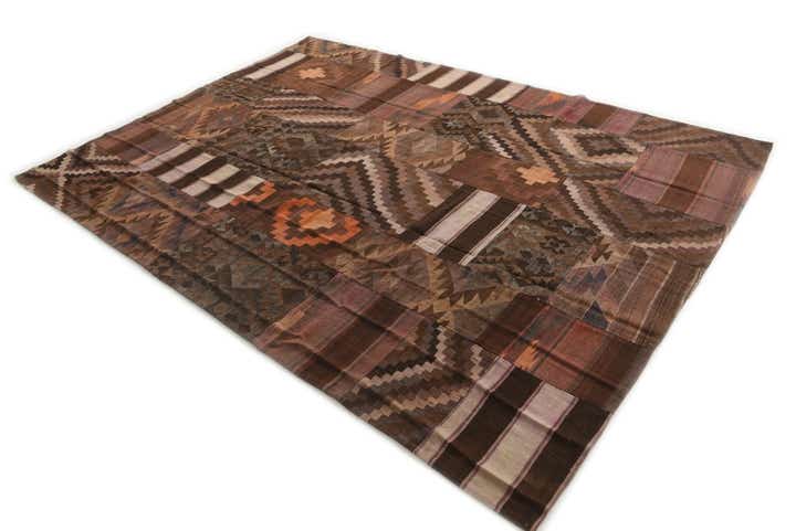 7' 4 x 10' 1 Hand Woven Kilim Patchwork Wool Rug