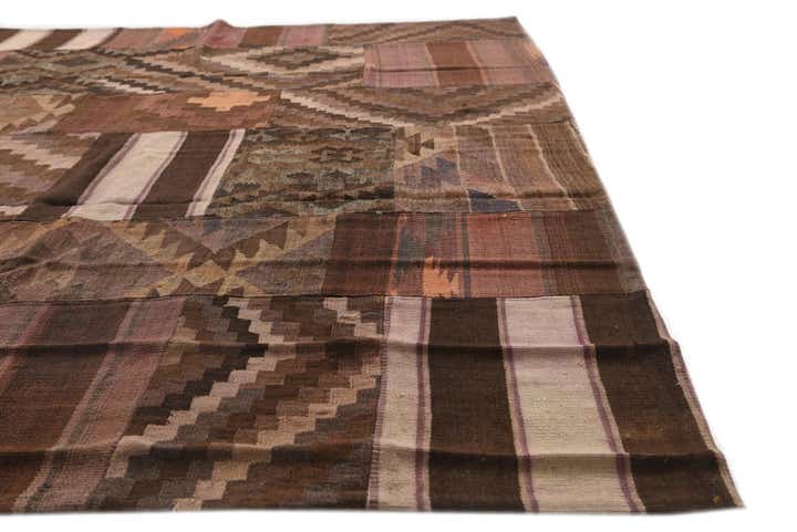 7' 4 x 10' 1 Hand Woven Kilim Patchwork Wool Rug