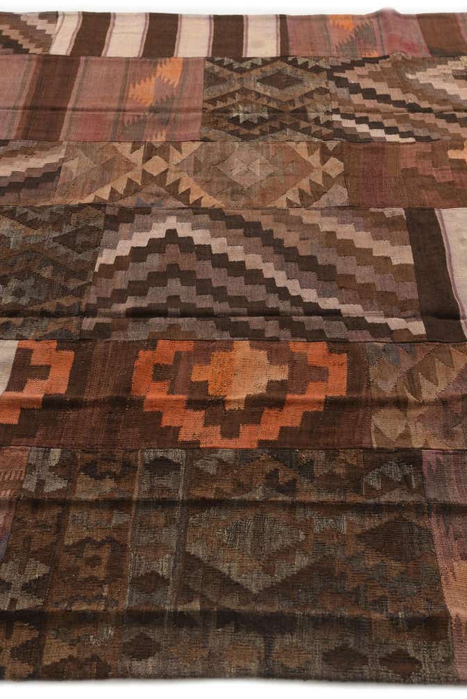 7' 4 x 10' 1 Hand Woven Kilim Patchwork Wool Rug