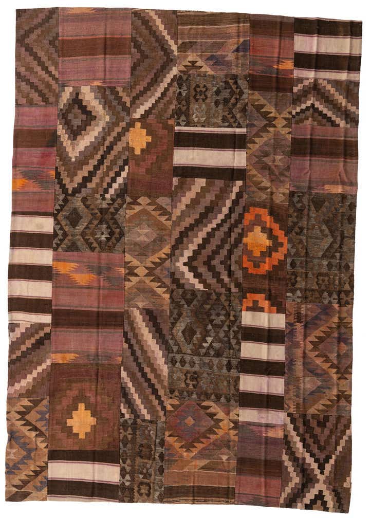 7' 4 x 10' 1 Hand Woven Kilim Patchwork Wool Rug