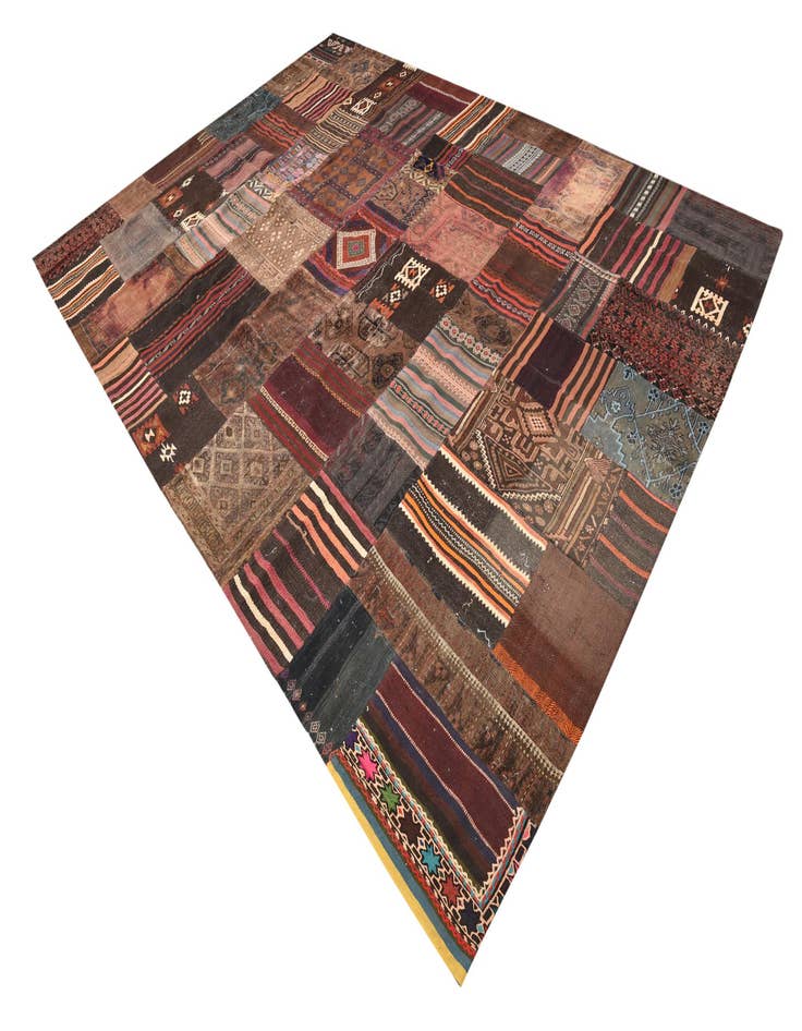 Detail image of 8' 9 x 12' 1  Hand Woven Kilim Patchwork Wool Rug