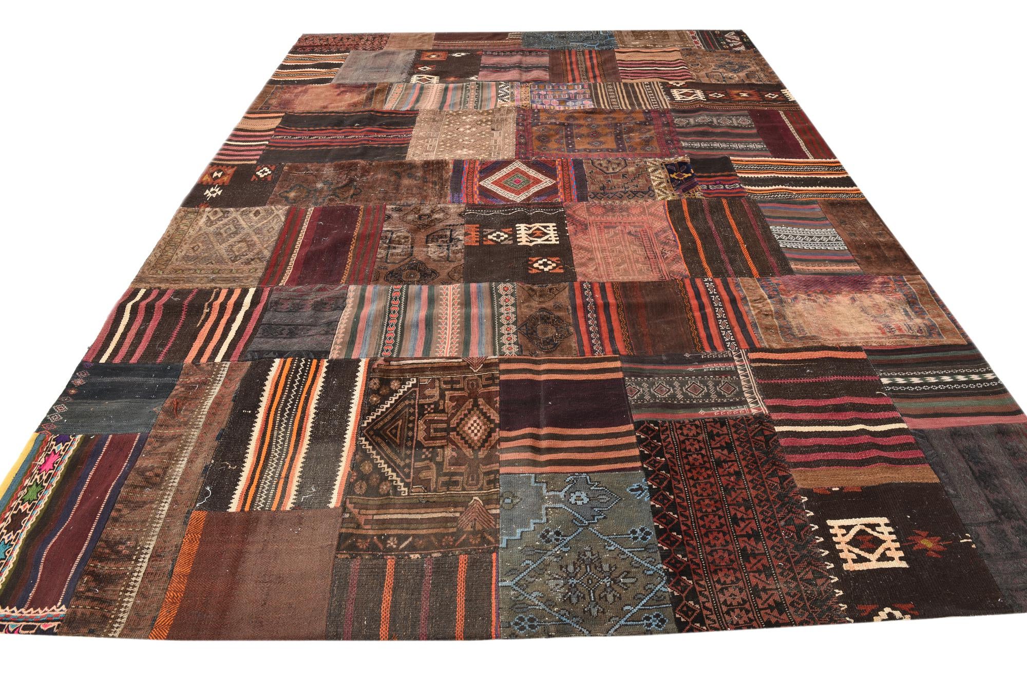 8' 9 x 12' 1 Hand Woven Kilim Patchwork Wool Rug