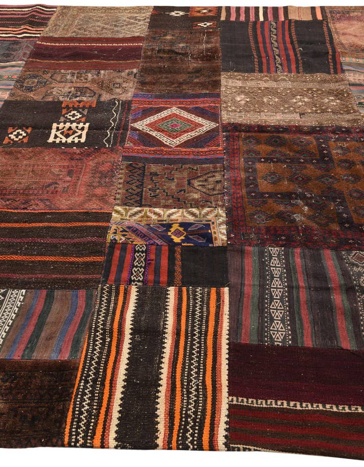 Detail image of 8' 9 x 12' 1  Hand Woven Kilim Patchwork Wool Rug