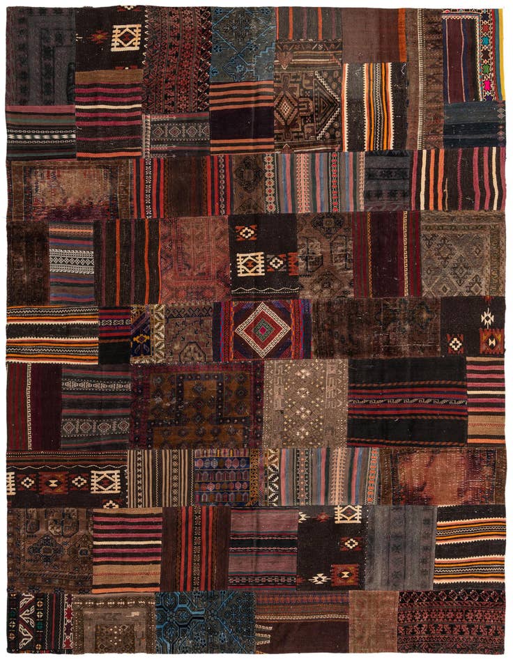 Detail image of 8' 9 x 12' 1 Hand Woven Kilim Patchwork Wool Rug