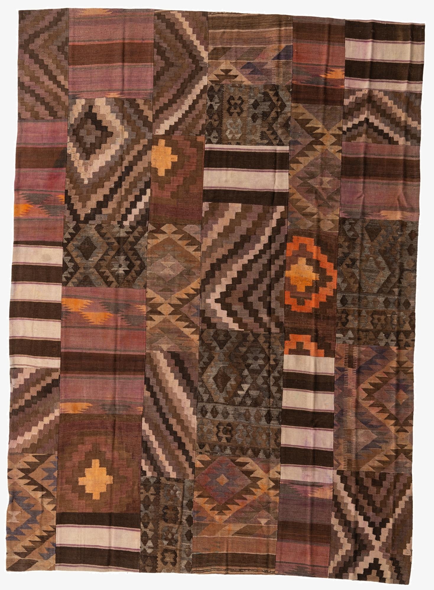 7' 4 x 10' 1  Hand Woven Kilim Patchwork Wool Rug